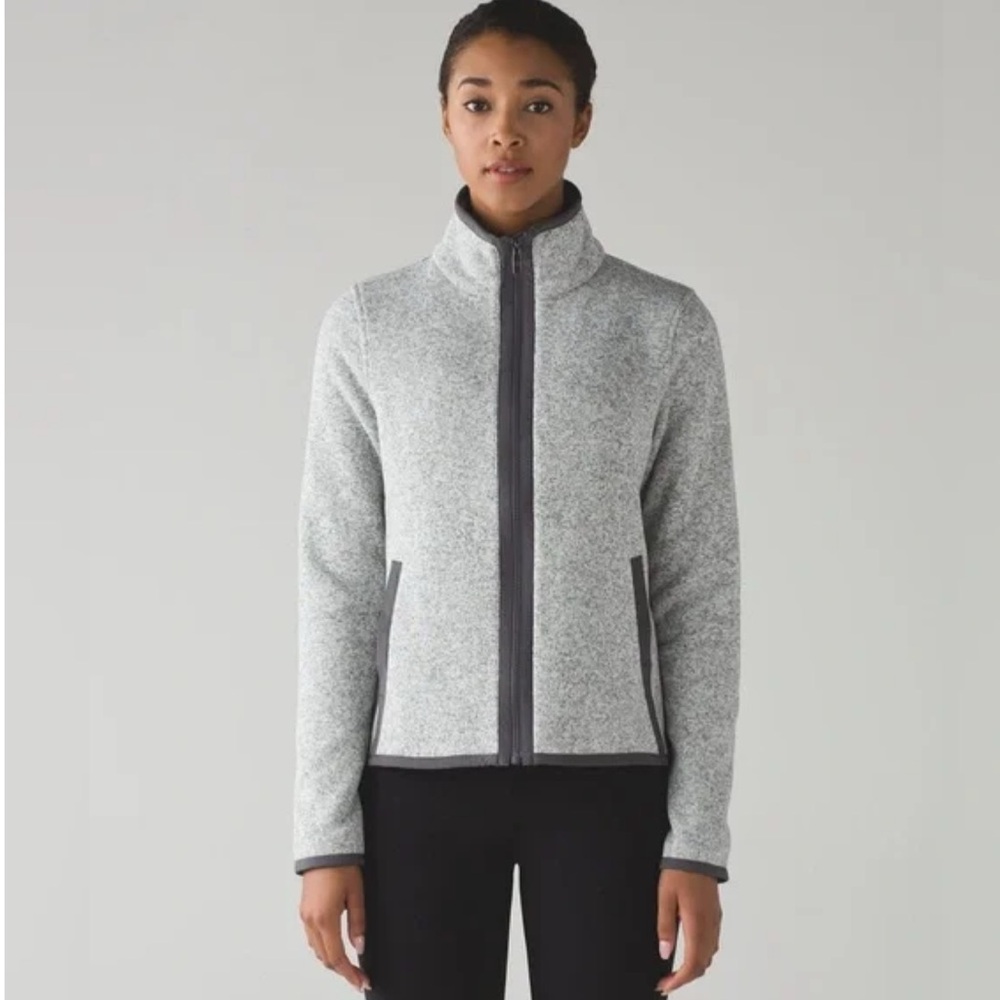 Lululemon It’s Fleecing Cold Zip Up Heathered Grey Fleece Sweater Jacket Coat- 8